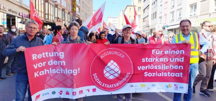 DGB Kundgebung zum 1. Mai in Augsburg :  ‘Erst unsere Jobs, dann eure Profite’
